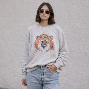 Vintage 90s Tiger Mascot Crewneck Sweatshirt MV Sport Pro Weave